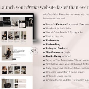 Aria Dark WordPress blog theme for fashion, lifestyle and beauty bloggers – feminine Kadence editorial magazine template for influencers