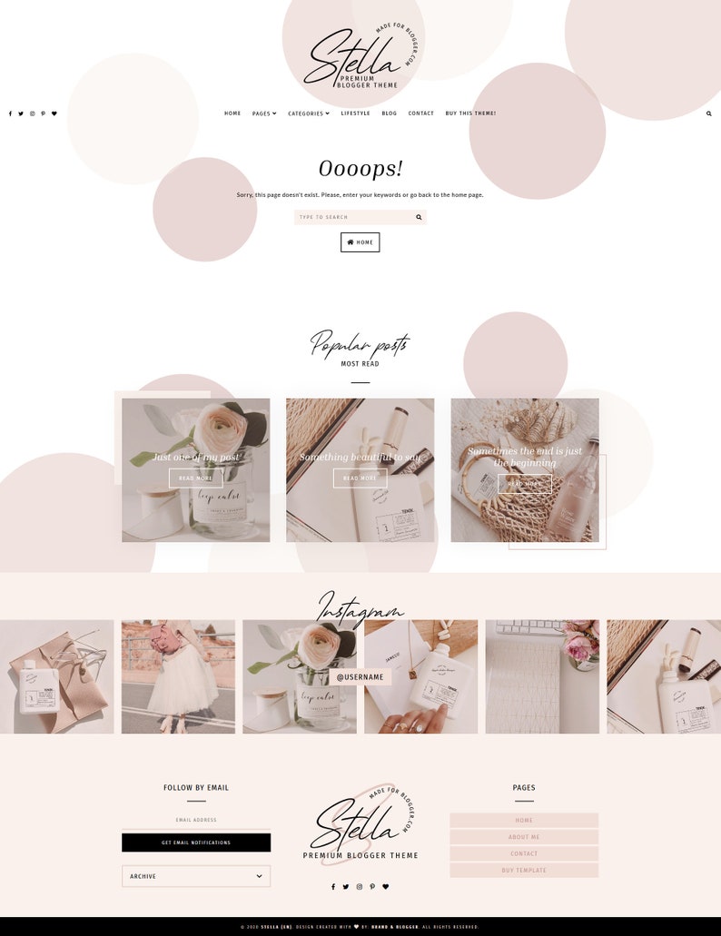 Stella Responsive Blogger template, modern premium Blogger theme, slider lifestyle blog design, premade feminine fashion Blogspot layout image 9