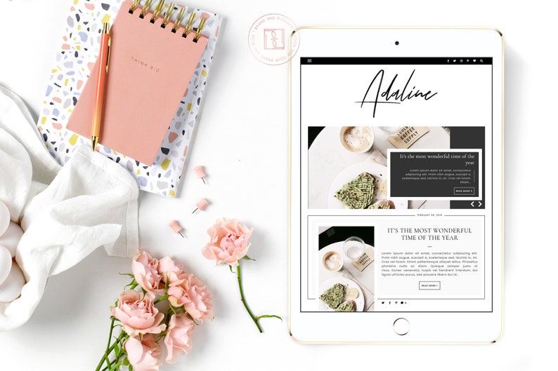 Adaline Dark Responsive Blogger template, fashion premium Blogger theme, slider lifestyle blog design, premade feminine Blogspot layout image 7