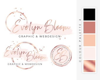 Premade premium blogger logo, feminine blog logo design, rose gold bloggers branding kit, premade logo design, blush website logo package