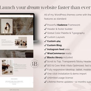 Audrey is a feminine WordPress child theme, designed for: coaches, yoga and fitness instructors, wellness therapists, but also for podcasters, creators of digital products (ebook, courses), business strategists, designers and other female entrepreneurs! This elegant, modern Kadence child theme comes with 19 full page templates (including funnel pages) and with an access to a blocks library - over 120 prestyled sections!
