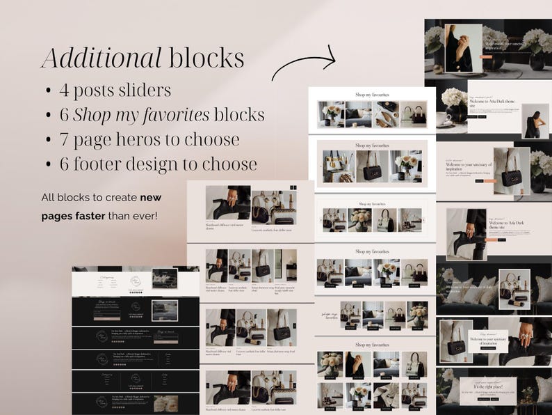 Aria Dark WordPress blog theme for fashion, lifestyle and beauty bloggers – feminine Kadence editorial magazine template for influencers