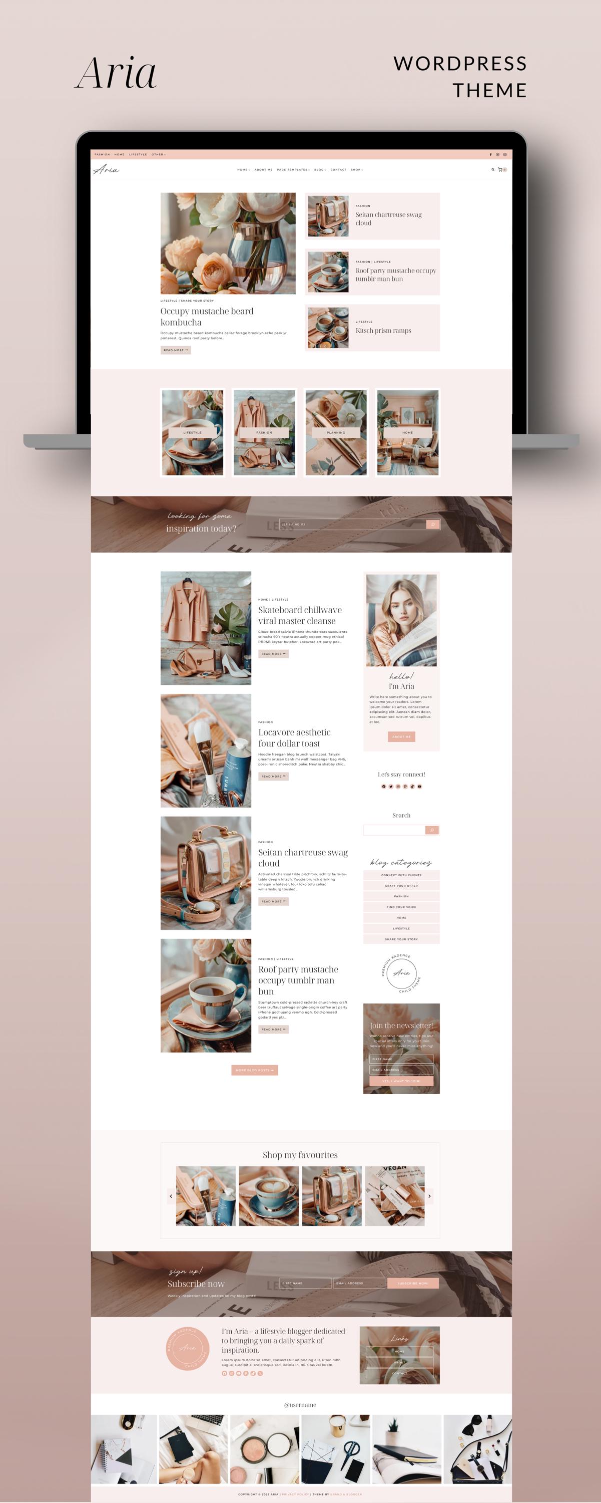 Pink Blog Wordpress Theme, Kadence Theme for Lifestyle Fashion & Beauty ...