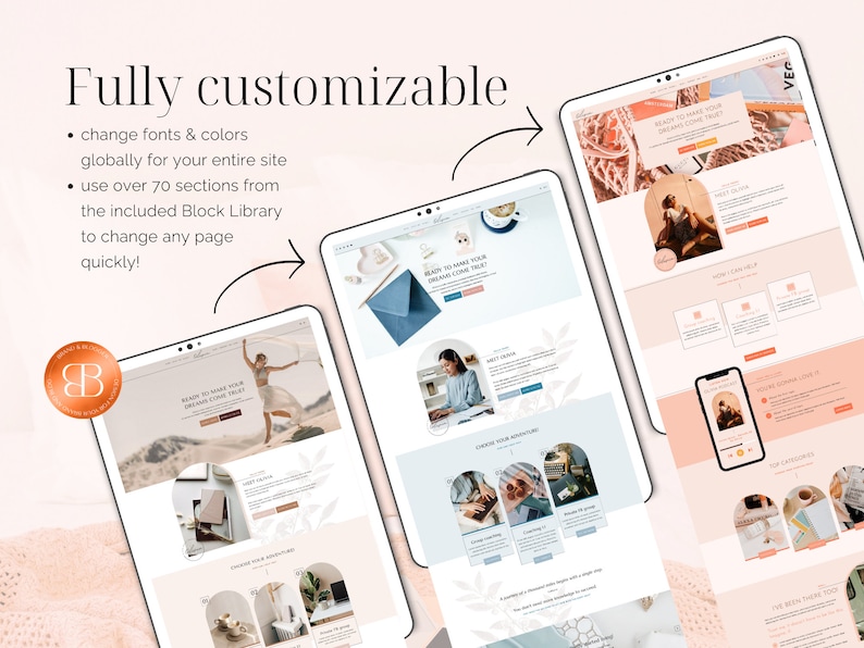 Olivia is a feminine WordPress Kadence child theme for: coaches, business strategists, creative designers, virtual assistants, social media managers, podcasters, creators of digital products (ebook, courses), service providers bloggers and more!