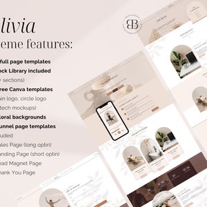 Olivia is a feminine WordPress Kadence child theme for: coaches, business strategists, creative designers, virtual assistants, social media managers, podcasters, creators of digital products (ebook, courses), service providers bloggers and more!
