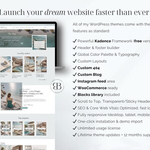 fast website setup wordpress theme kadence template no coding blog design for beginners travel bloggers and lifestyle creators