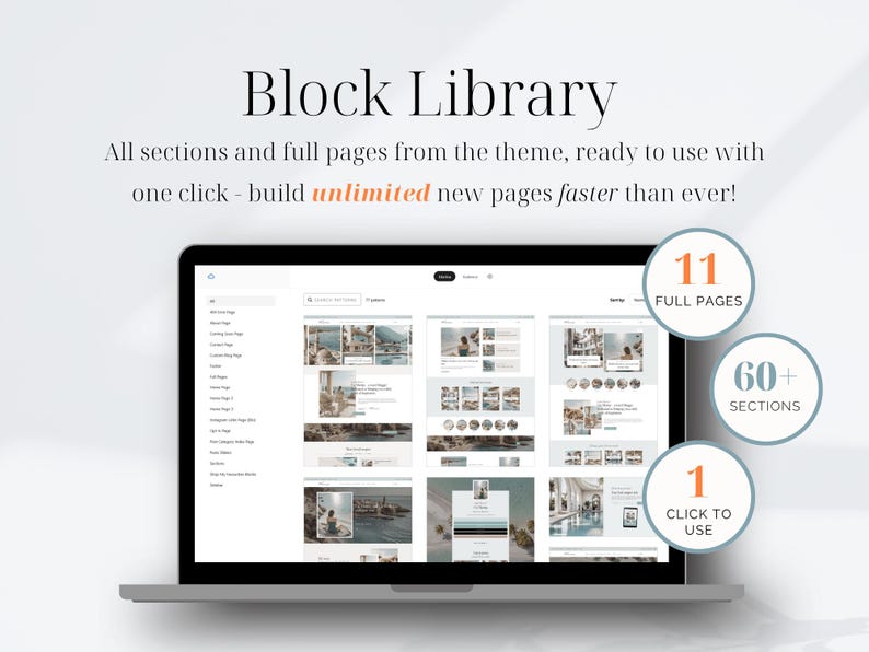 block library wordpress theme kadence template prebuilt sections blog pages one click website builder