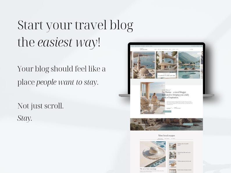 start travel blog wordpress theme for beginners kadence template no coding easy blog setup feminine design