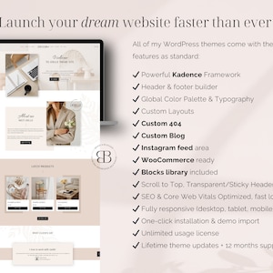 Joelle is a feminine WordPress child theme for Kadence, designed for: bloggers, podcasters, coaches, creators of digital products, business strategists, creative designers, virtual assistants, social media managers and other female entrepreneurs!
