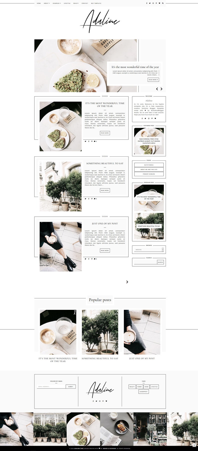 Adaline Responsive Blogger template, fashion premium Blogger theme with slider, lifestyle blog design, premade feminine Blogspot layout image 2