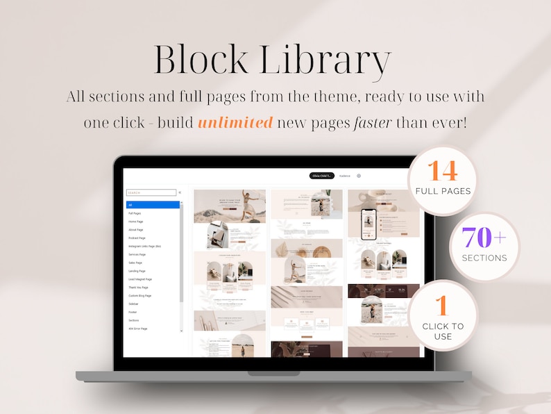 Olivia is a feminine WordPress Kadence child theme for: coaches, business strategists, creative designers, virtual assistants, social media managers, podcasters, creators of digital products (ebook, courses), service providers bloggers and more!