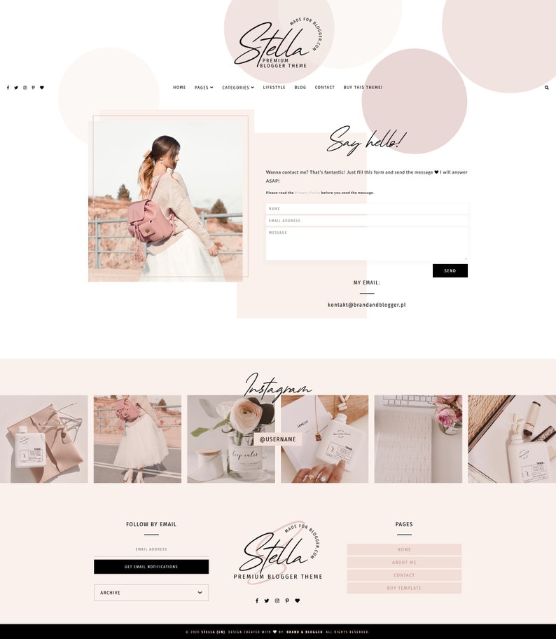 Stella Responsive Blogger template, modern premium Blogger theme, slider lifestyle blog design, premade feminine fashion Blogspot layout image 10