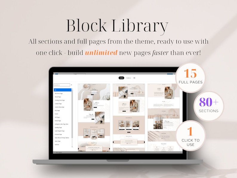 Joelle is a WordPress Kadence child theme for: bloggers, podcasters, coaches, creators of digital products, business strategists, creative designers, social media managers and more! It includes Block Library with over 80 prestyled blocks.