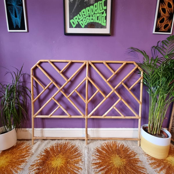 Vintage bamboo headboard for double bed **no free delivery sorry, ease read description! **