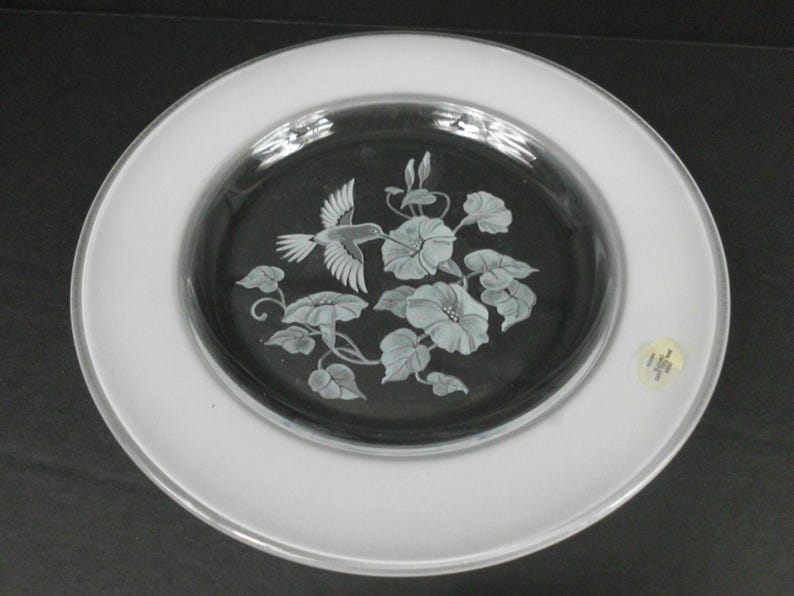 Vintage Avon Hummingbird Crystal Collection Dessert Bread Plate 7.75 ...
