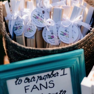 Personalized White Handheld Paper Fans for Wedding Favours, Bridal n Baby Shower Favours and Summer Party Favours image 3