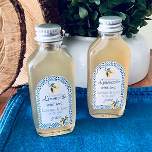 50ml Empty Fill Your Own Limoncello Alcohol Bottles with Personalised Tags for Wedding n Party Favours| DIY Limoncello Bonbonnière