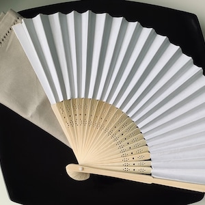 Personalized White Handheld Paper Fans for Wedding Favours, Bridal n Baby Shower Favours and Summer Party Favours image 6