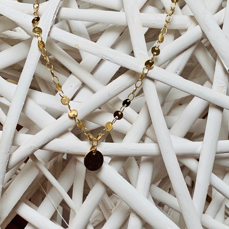 Necklace chain sequins plated 24K gold