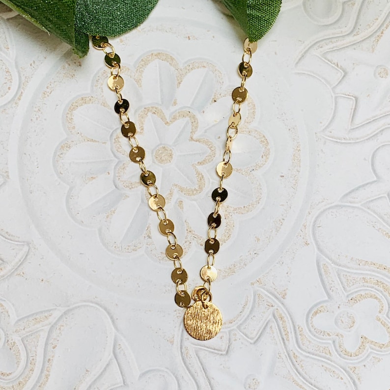 Necklace chain sequins plated 24K gold