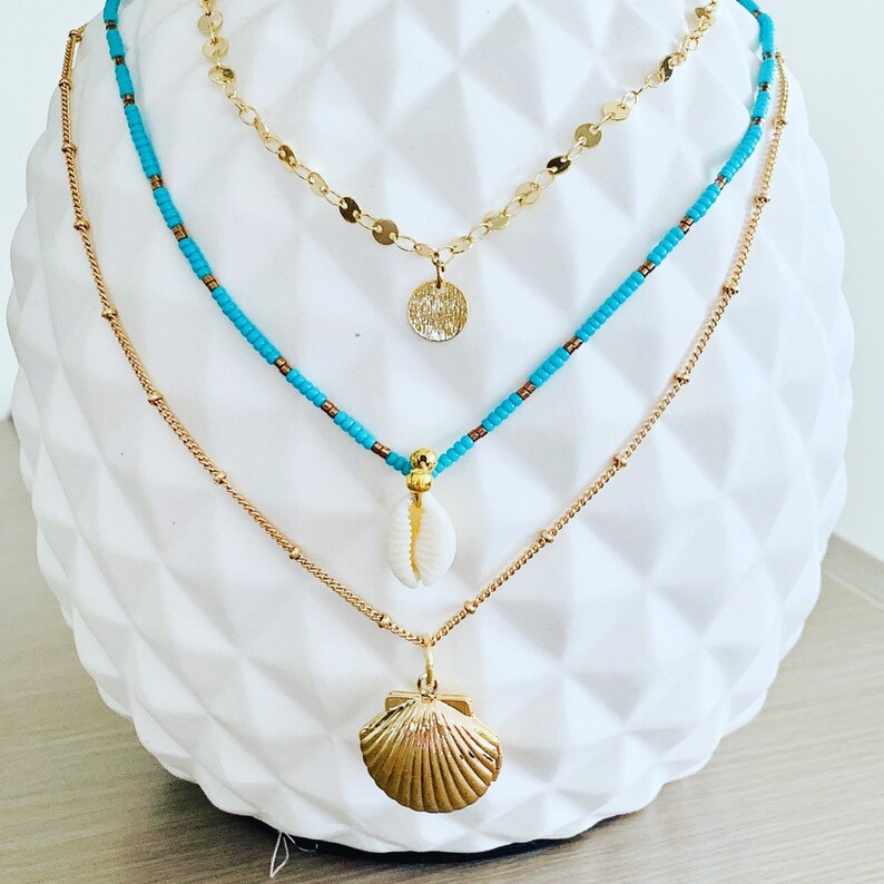 Necklace chain sequins plated 24K gold