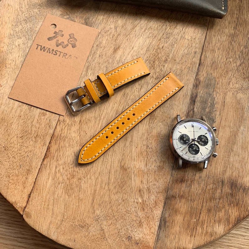 Leather Watch Strapfull Stitched Vintage Style Strap 18mm Etsy