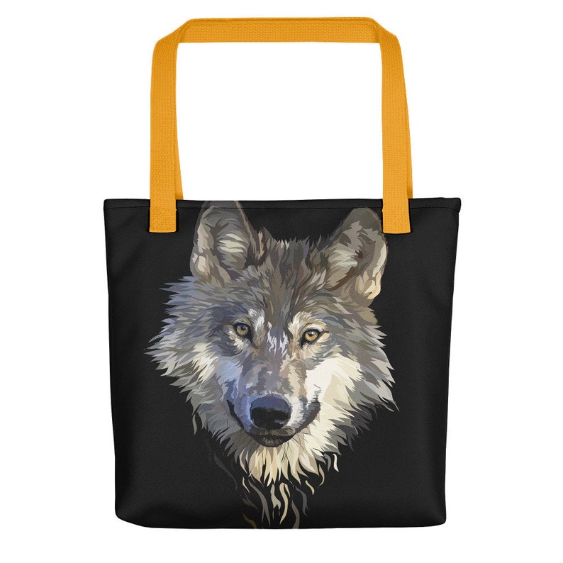 Wolf tote bag animal tote bag wolf lovers black wolf Etsy