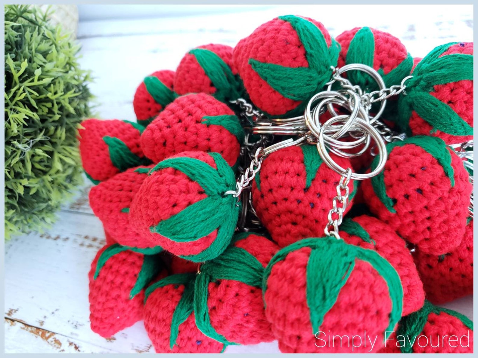 Crochet Strawberry Keychains Set of 5 10 15 20 Gift Etsy