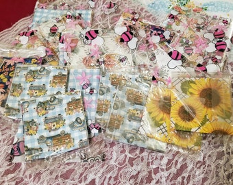 4 Craft Napkins, Sets 4, Decoupage Napkins, Old Trucks, Florals, Sunflowers, Gnomes Please contact for combined Shipping Orders