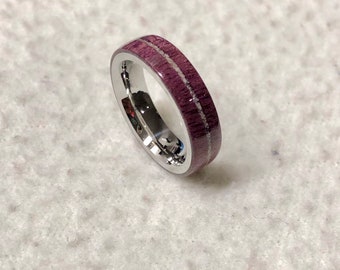 Purple Heart Wood and Crushed Shell Ring