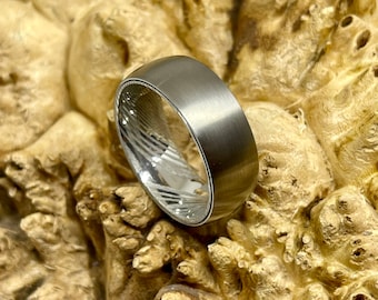 Titanium With Stainless Steel Damascus Wedding Band/ Engagement ring.