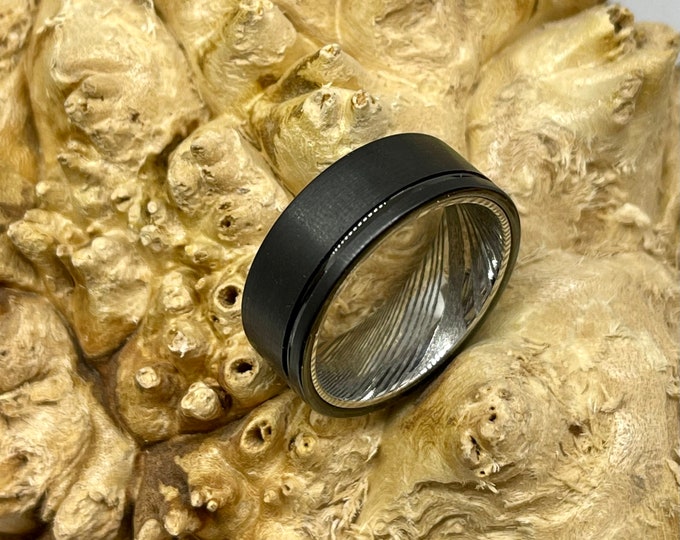 Black Plated Tungsten and Stainless Damascus