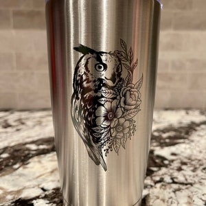 Owl on Flowers Tumbler
