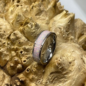 Flat Edge Titanium with Cherry Blossom Opal