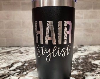 Hair stylist laser engraved tumbler