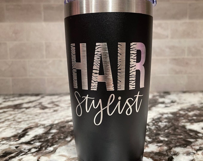 Hair stylist laser engraved tumbler