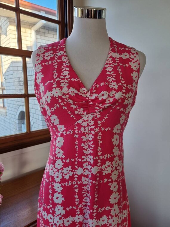 Gorgeous 1970s Hot Pink Floral Maxi Dress // vint… - image 2