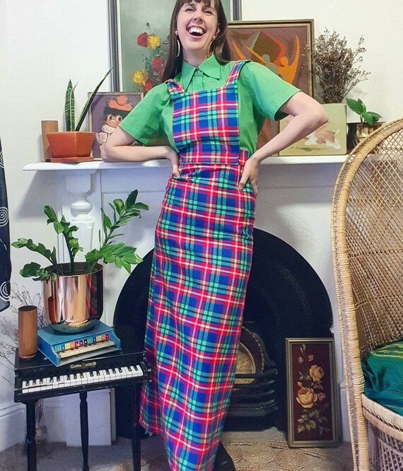 Incredible 70's Handmade Plaid Pinafore