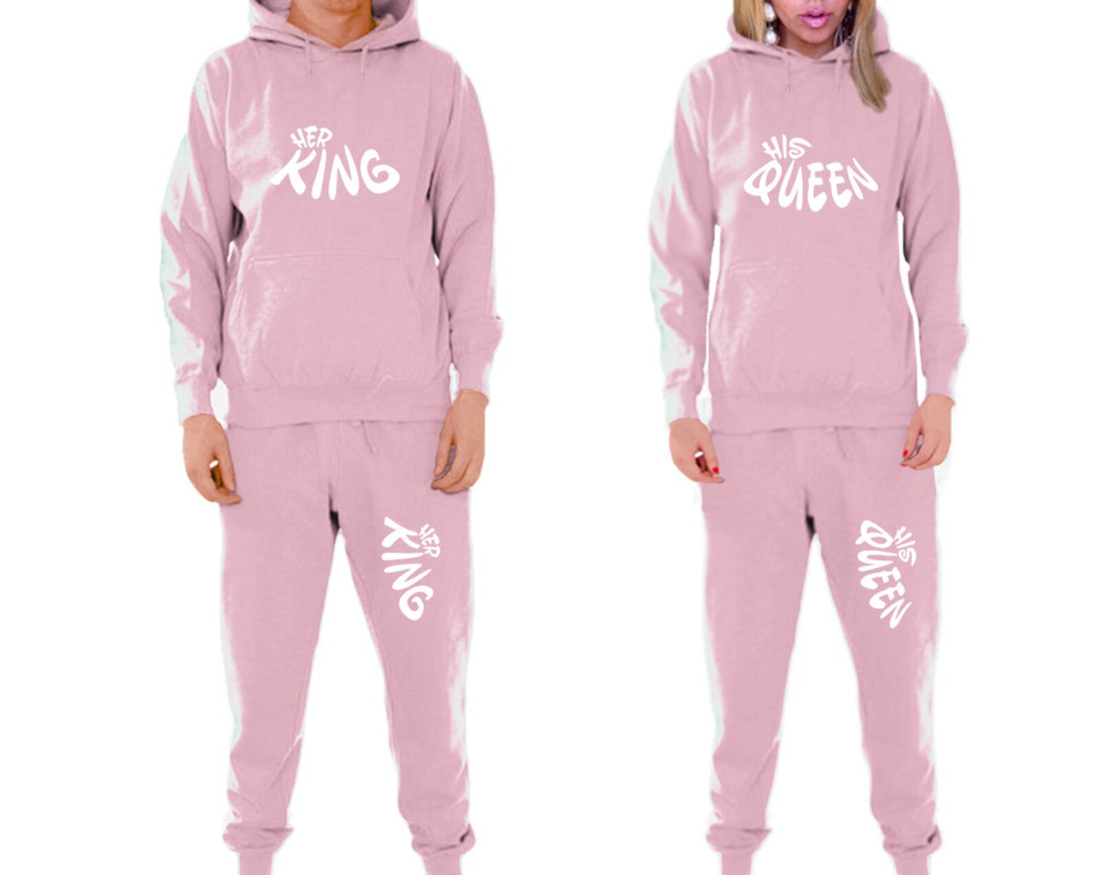 Her King His Queen Matching Couple Sweatsuits Hoodie Jogger | Etsy