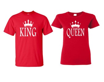 King Queen Couple Shirts, Christmas shirts, Christmas gift Married couple matching shirts, sold separately