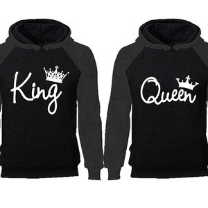 King Queen Couple Hoodie, Raglan king queen  Couple Hoodies, Family Hoodies, Queen King, Hoodies Sold Separately