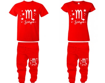 Scorpio Zodiac matching couple t shirt jogger pants outfits birthday gift wedding anniversary Couple mix  match 4 items sold separately