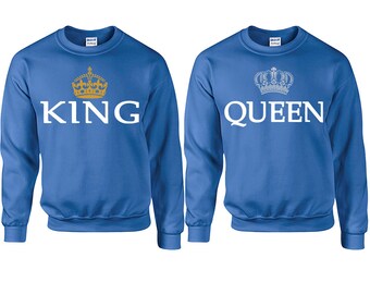 King and Queen Sweaters, Matching Couple Sweaters, Couple Crew-Neck Sweatshirt  Sweatshirt unisex sizes