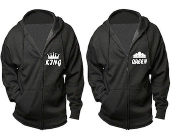 Zip up hoodie Jackets king queen, Christmas party outfits, sold separately