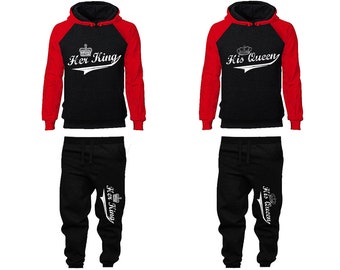 Her King His Queen Hoodie Jogger Pants Christmas Couple Clothing Women Joggers Men Joggers King Queen Matching 4 Items Sold Separately Etsy