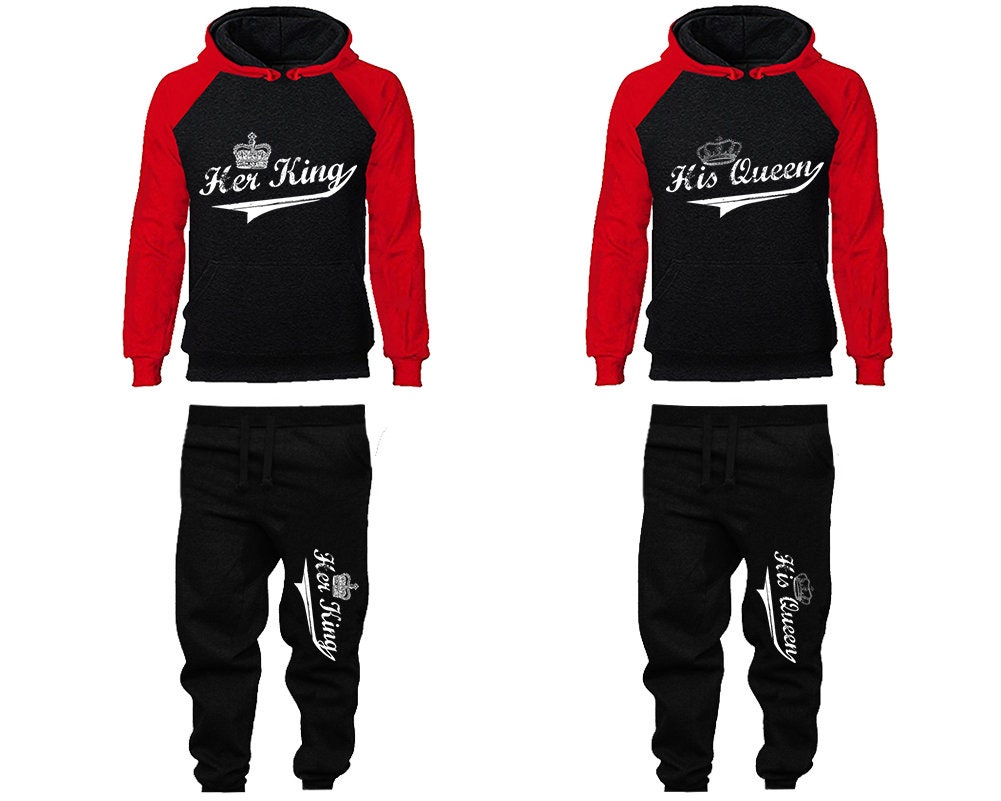 Her King His Queen Hoodie Jogger Pants Christmas Couple Clothing Women Joggers Men Joggers King Queen Matching 4 Items Sold Separately Etsy