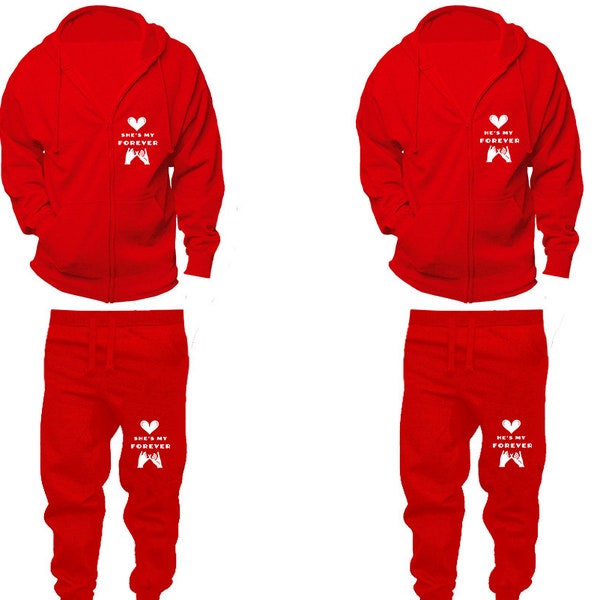 Forever couple matching tracksuits sweatpants Full zip Hoodie Jogger pants Clothing, Women Joggers Men Joggers  4 items Sold Separately