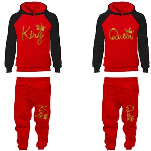 King Queen Hoodie Jogger pantalon Vêtements, Femmes Joggers Hommes Joggers King Queen Hoodies Gold Foil Matching 4 articles Vendus séparément image 6