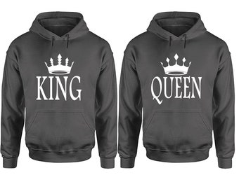 king queen matching couple hoodies, married couple sweatshirts, Sweatshirt  Pullover Hoodies, Sold Separately!!!