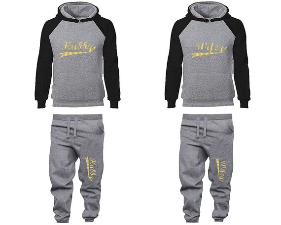 Tracksuit Hubby Wifey Hoodie Jogger Pants Sweatsuits for Couples Matching Tracksuits Gold Foil 4 Items Sold Separately Etsy Ireland